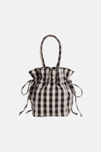 Baggu Nylon Drawstring Bag Black and Cream Gingham