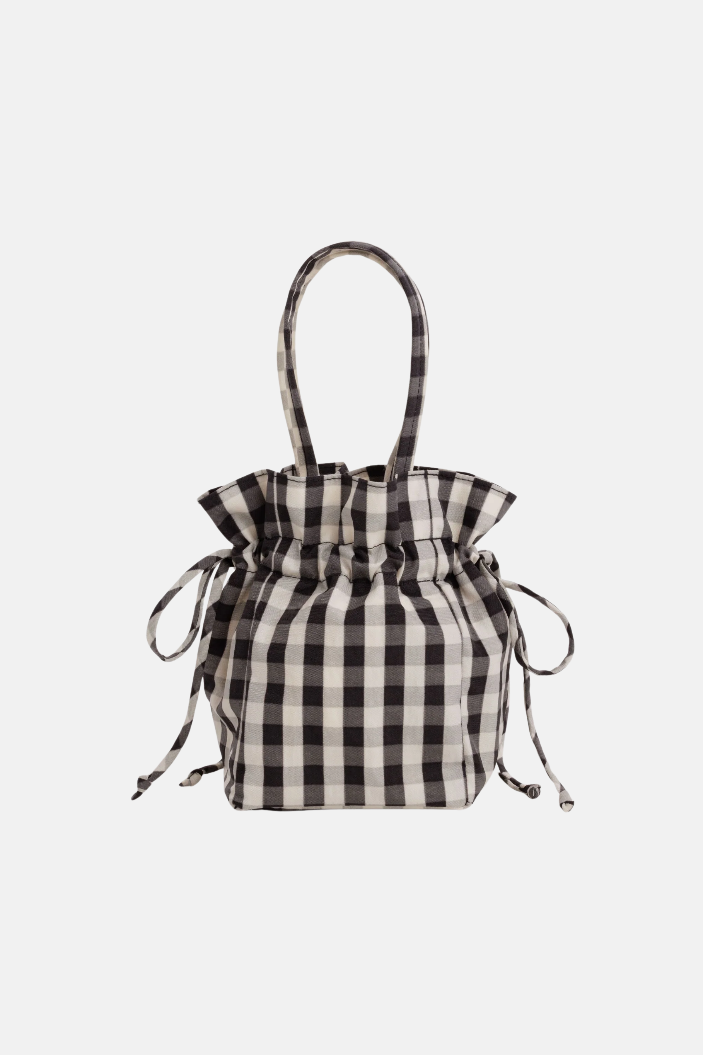 Baggu Nylon Drawstring Bag Black and Cream Gingham