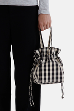 Baggu Nylon Drawstring Bag Black and Cream Gingham