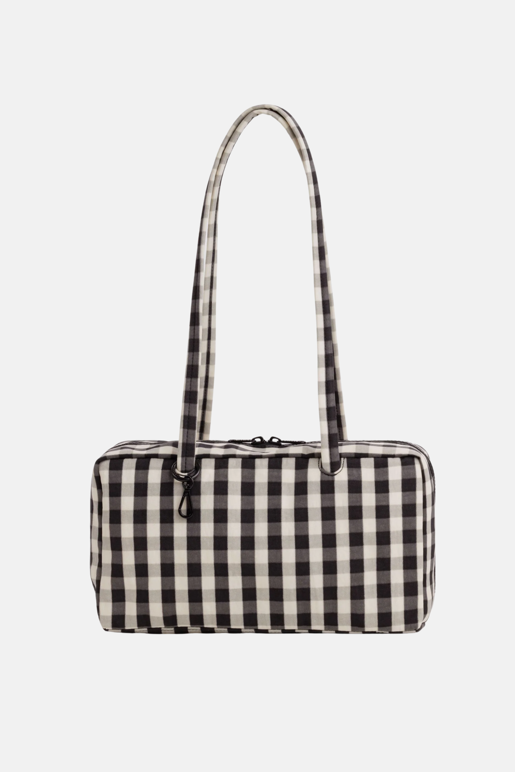 Nylon Bowler Bag Black and Cream Gingham