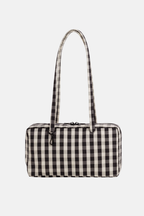 Nylon Bowler Bag Black and Cream Gingham