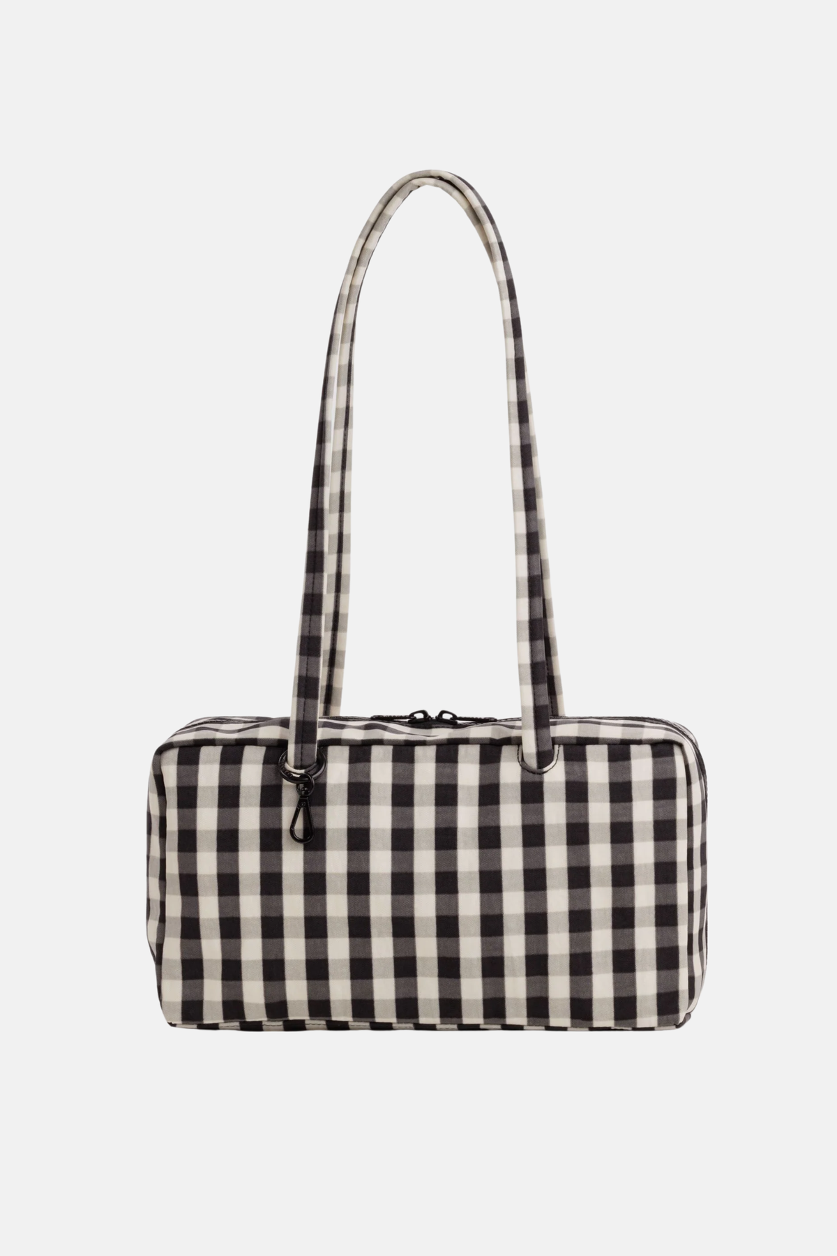 Nylon Bowler Bag Black and Cream Gingham