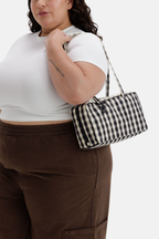 Nylon Bowler Bag Black and Cream Gingham