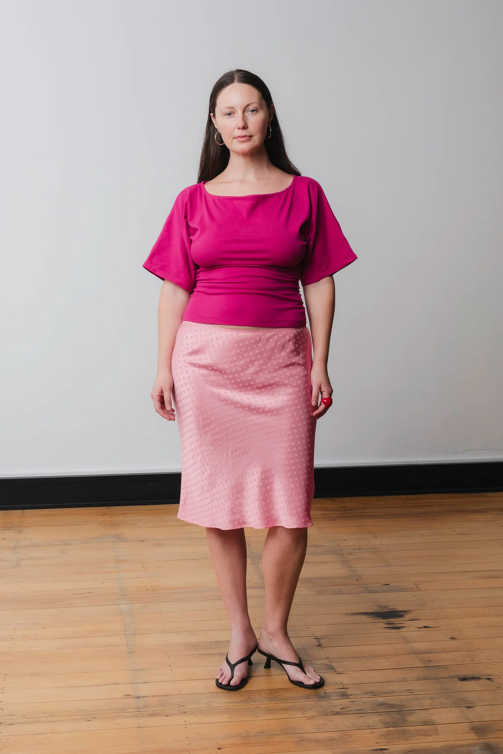 BARDOT RUCHED TOP | MAGENTA