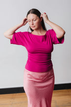 BARDOT RUCHED TOP | MAGENTA