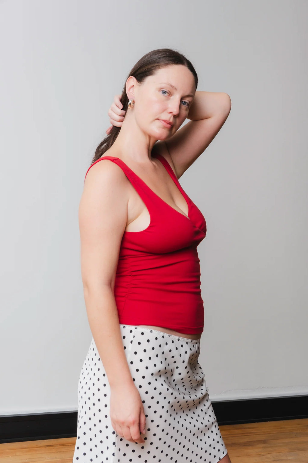 RUCHED PLUNGE TOP | ROSSA