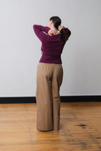 LONG SLEEVE WRAP TOP | AUBERGINE