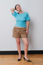 BARDOT RUCHED TOP | ACQUA