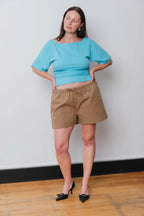 BARDOT RUCHED TOP | ACQUA
