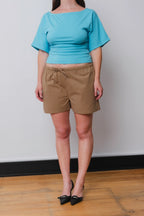 BARDOT RUCHED TOP | ACQUA