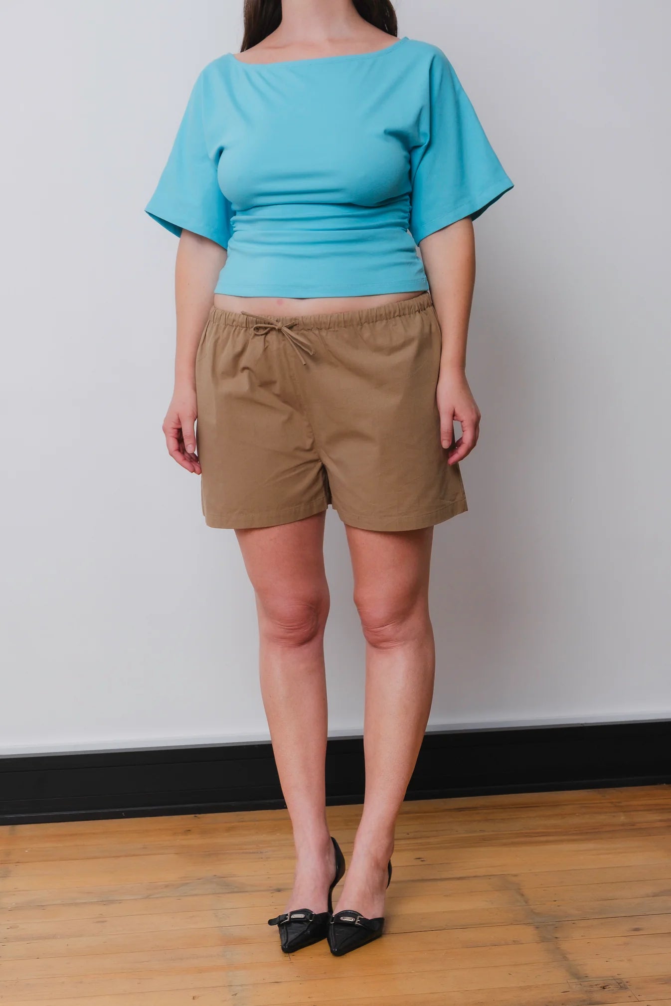 BARDOT RUCHED TOP | ACQUA