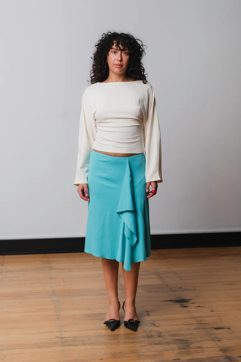 FLOUNCE FRONT SKIRT | AQUA