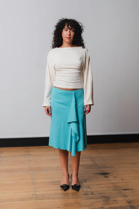 FLOUNCE FRONT SKIRT | AQUA
