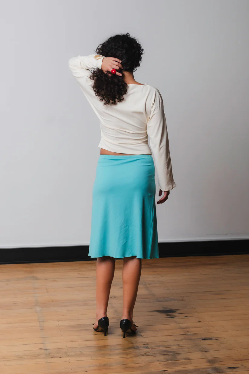FLOUNCE FRONT SKIRT | AQUA