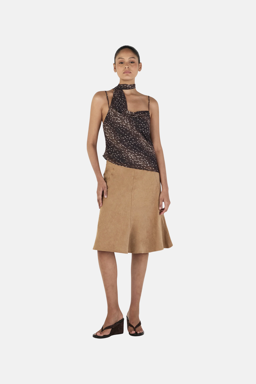 OWNLEY GUILIA MIDI SKIRT TAN