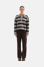 MAIA RUGBY KNIT | CHARCOAL STRIPE