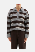 MAIA RUGBY KNIT | CHARCOAL STRIPE