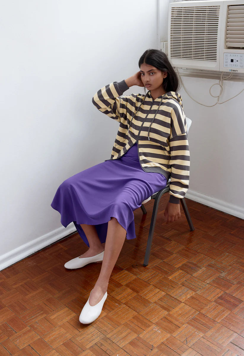 Olga Joan Zip Hoodie Limone Stripe