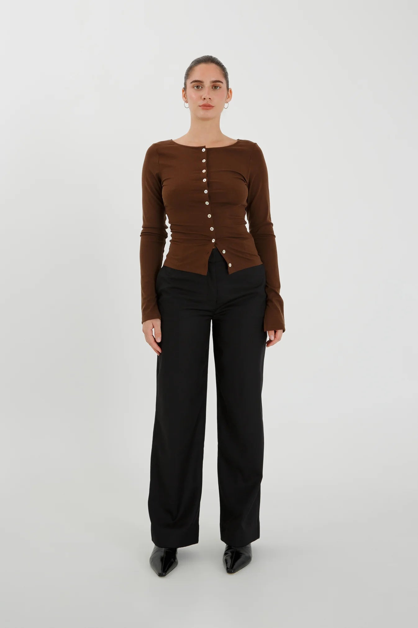 BUTTON THROUGH LONG SLEEVE TOP | CIOCCO