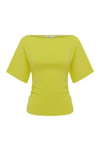 BARDOT RUCHED TOP | CHARTREUSE