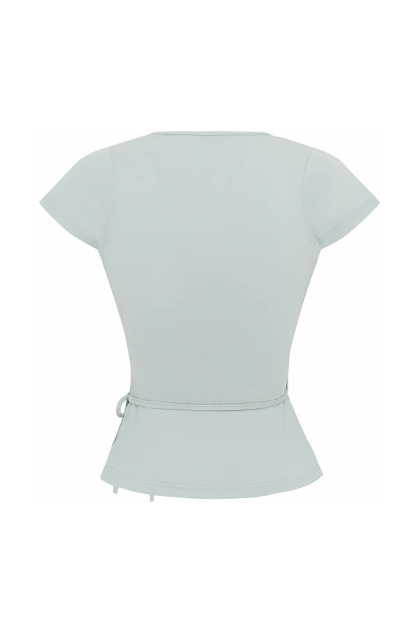 CAP-SLEEVE WRAP TOP | PERLA