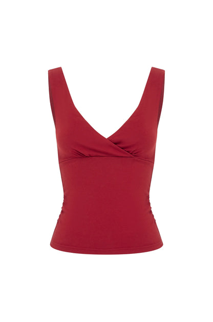 RUCHED PLUNGE TOP | ROSSA