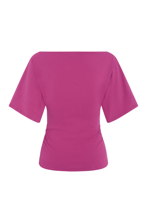 BARDOT RUCHED TOP | MAGENTA