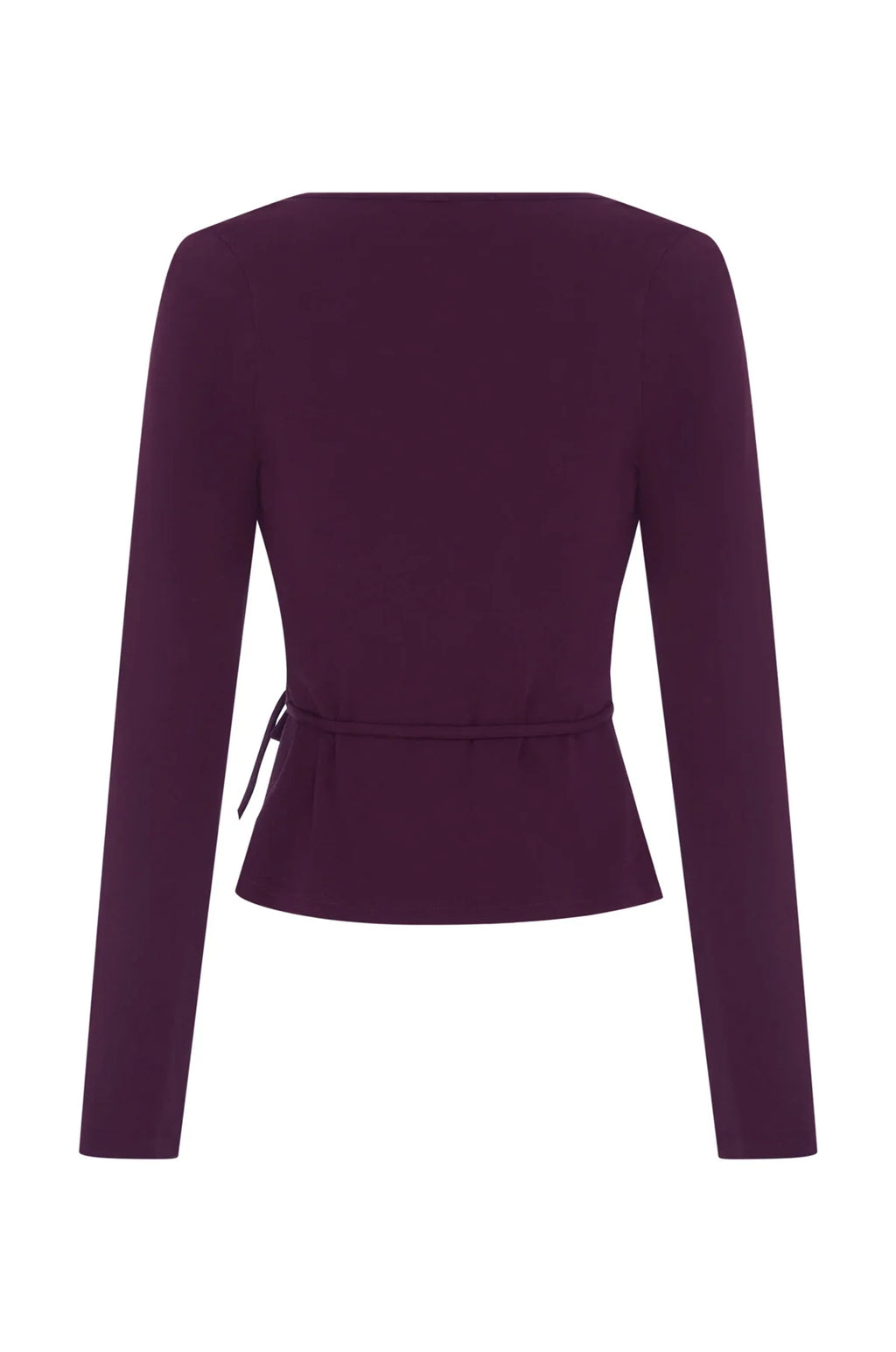 LONG SLEEVE WRAP TOP | AUBERGINE