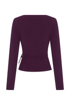 LONG SLEEVE WRAP TOP | AUBERGINE