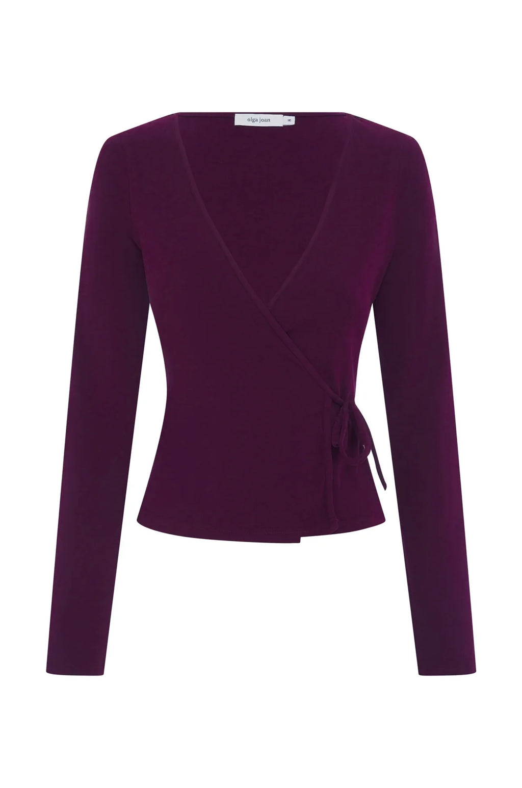 LONG SLEEVE WRAP TOP | AUBERGINE