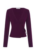 LONG SLEEVE WRAP TOP | AUBERGINE