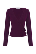 LONG SLEEVE WRAP TOP | AUBERGINE