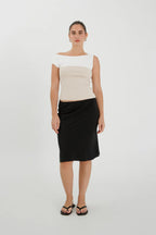 ASYM BARDOT TOP  | LATTE