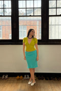 Olga Joan Bias Knee Skirt Turchese