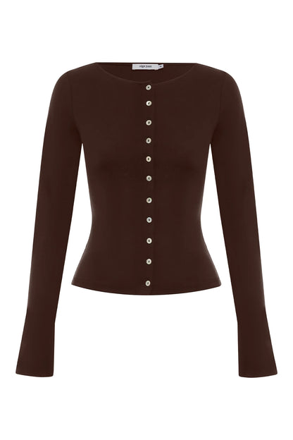 BUTTON THROUGH LONG SLEEVE TOP | CIOCCO