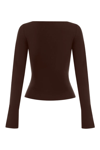 BUTTON THROUGH LONG SLEEVE TOP | CIOCCO
