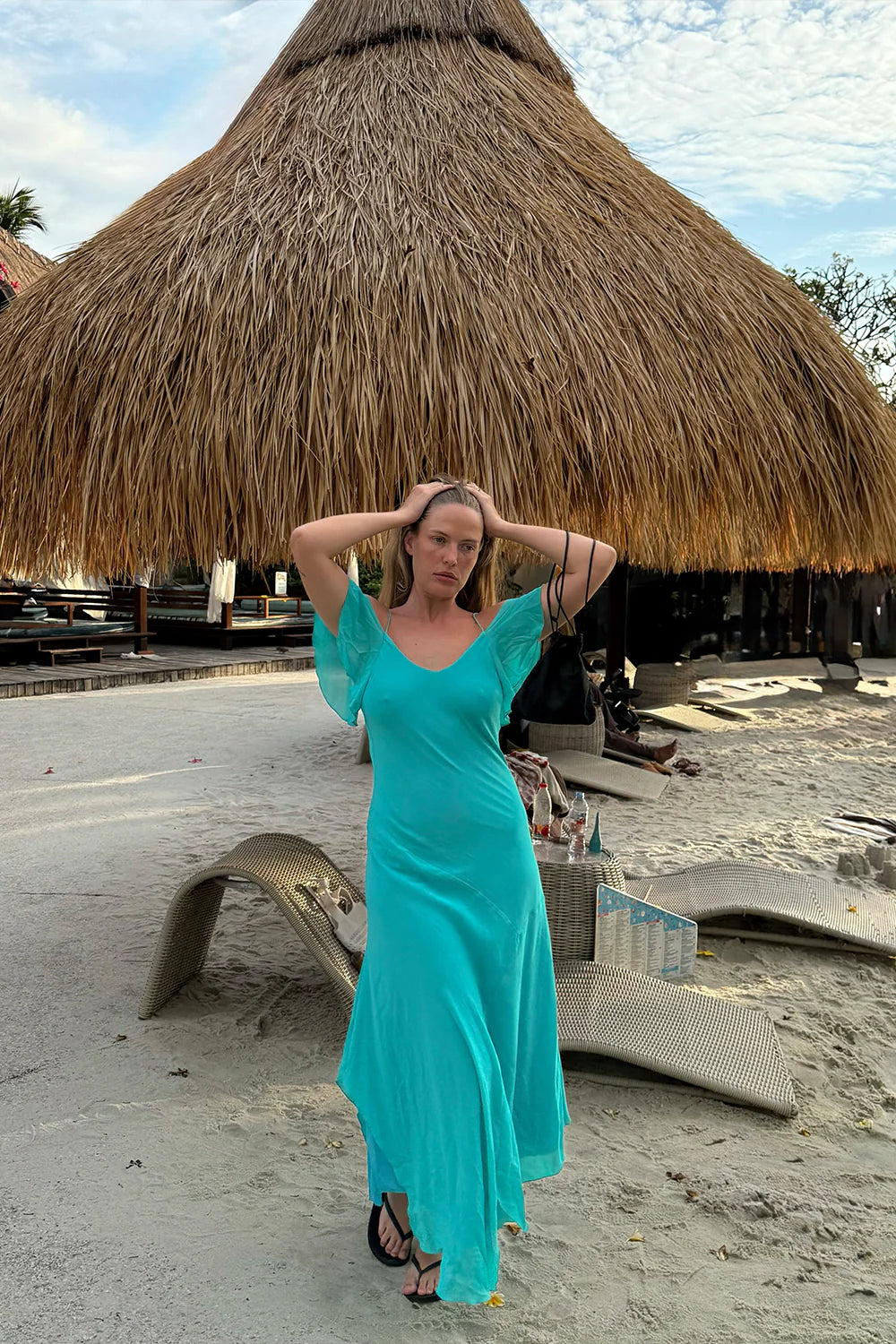 FLUTTER SLEEVE DRESS | TURCHESE