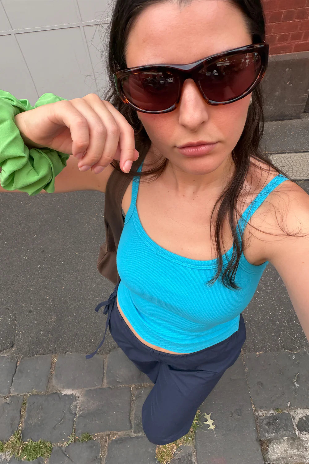 RIBBED SINGLET | ACQUA