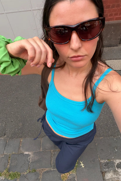RIBBED SINGLET | ACQUA