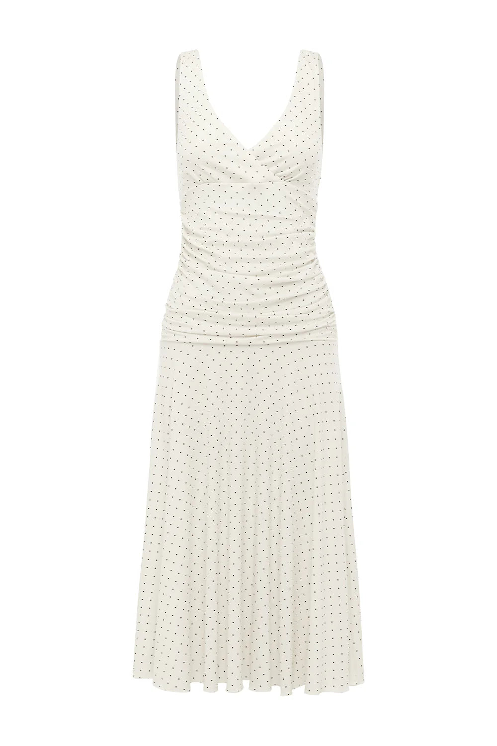 RUCHED PLUNGE JERSY DRESS | POIS BIANCA