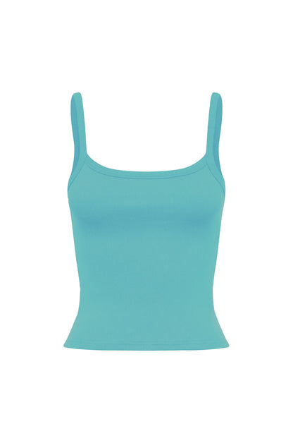 RIBBED SINGLET | TURCHESE