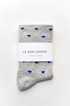 Le Bon Shoppe Heart Sneaker Socks Melange Grey/ Cobalt