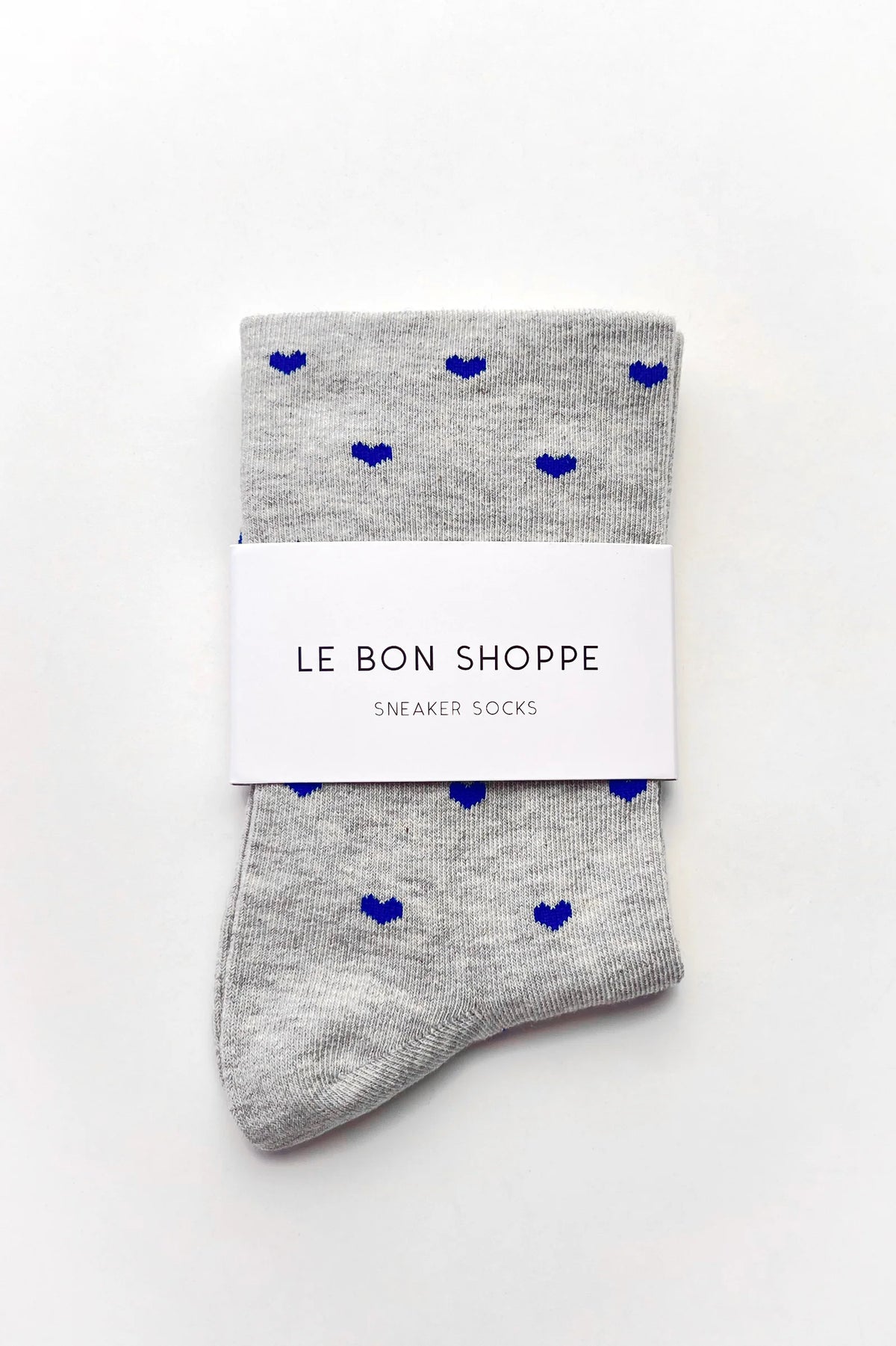 Le Bon Shoppe Heart Sneaker Socks Melange Grey/ Cobalt