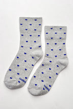 Le Bon Shoppe Heart Sneaker Socks Melange Grey/ Cobalt