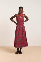 Damson Madder Mia Midi Dress Red Check