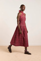 Damson Madder Mia Midi Dress Red Check