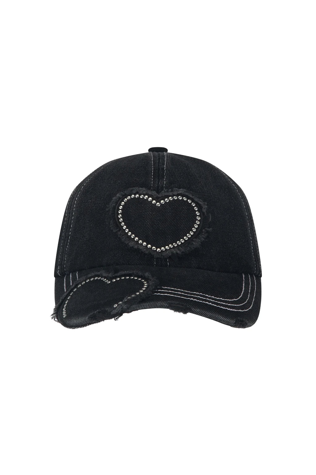 Pinky & Kamal Studded Heart Cap Distressed Charcoal