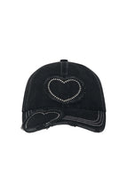 Pinky & Kamal Studded Heart Cap Distressed Charcoal