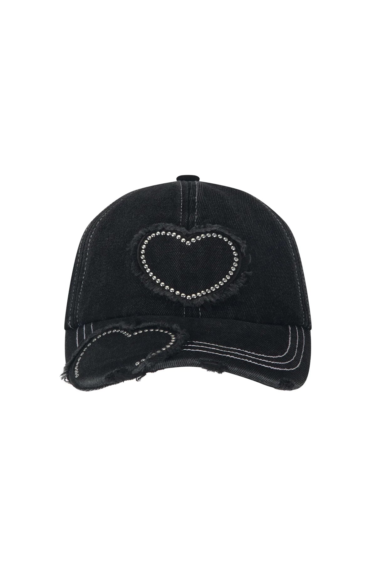 Pinky & Kamal Studded Heart Cap Distressed Charcoal