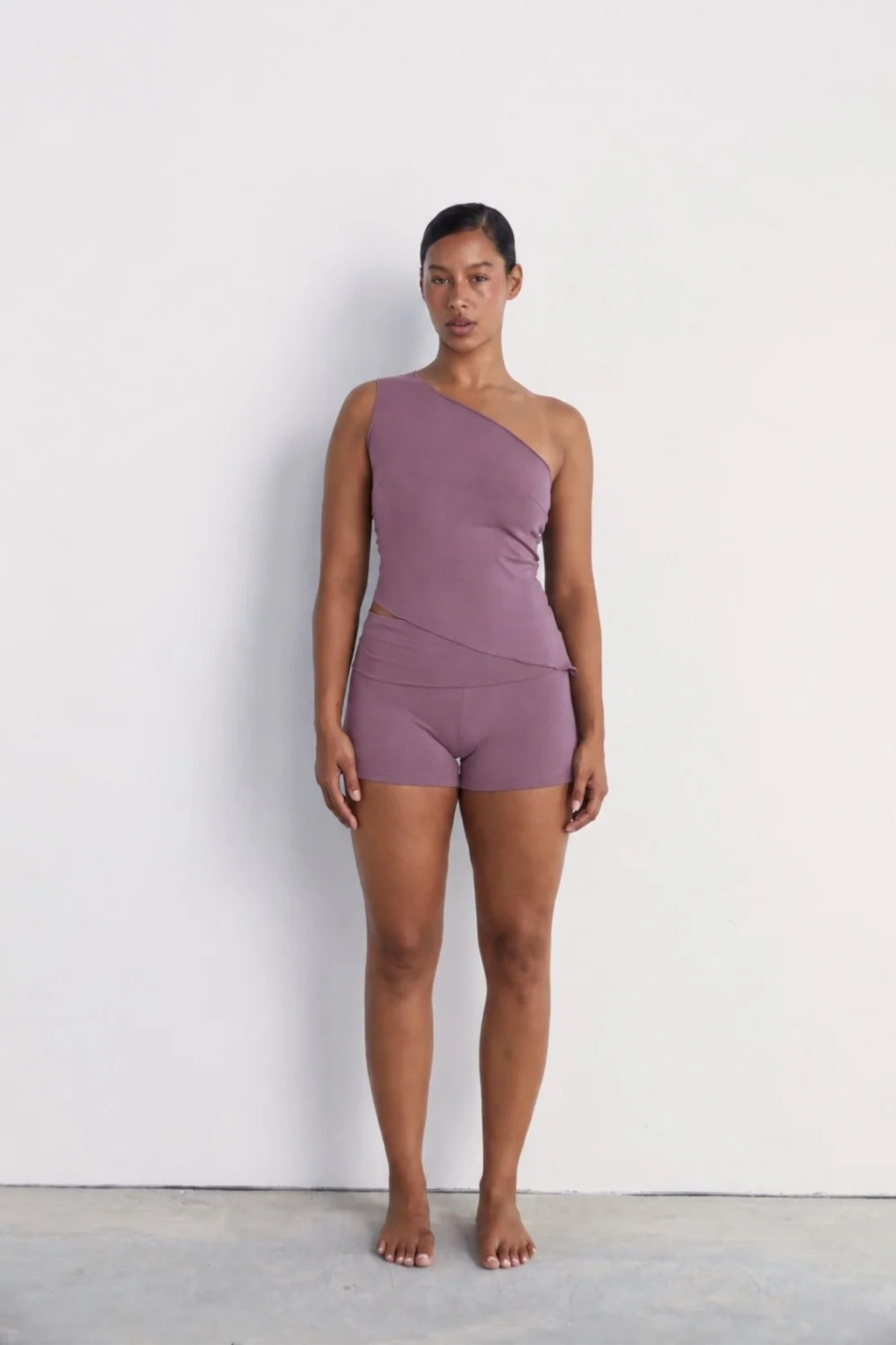 Pinky & Kamal One Shoulder Asym Hem Tank Mauve